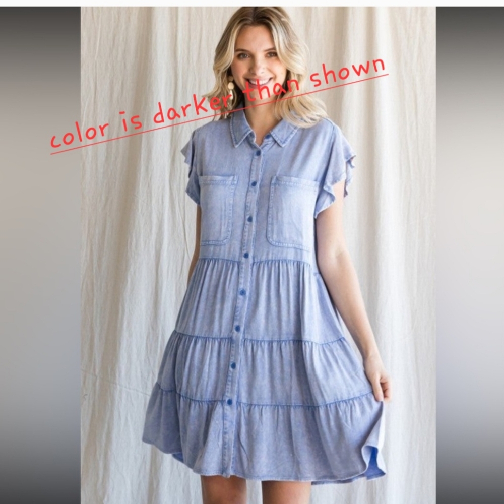 NWT Easter Dress- Anthropologie-JODIFL Soft Blue Ruffle Sleeve Dress